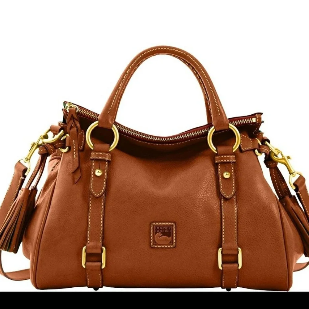 Dooney & Bourke Women Satchel Large Chestnut Florentine Leather 8L980C Tassels